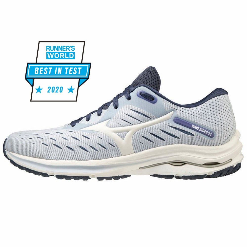 Damske Bezecke Topanky Mizuno Wave Rider 24 Biele/Indigo Vypredaj JCNZ89706